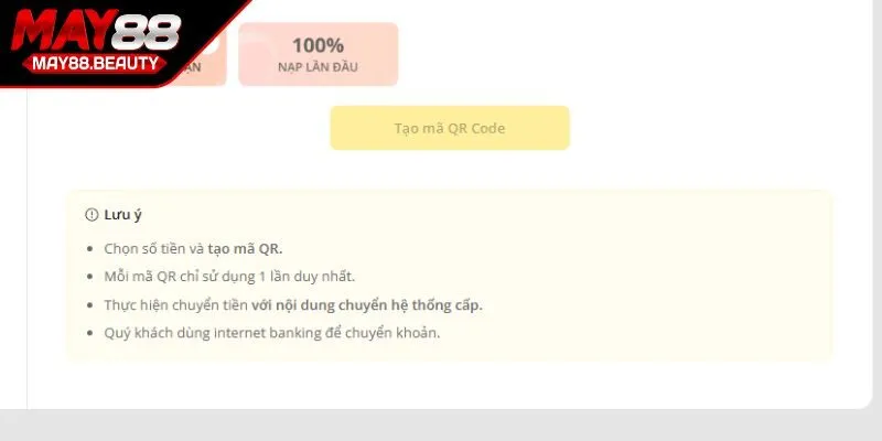 Lưu ý khi nạp tiền May88